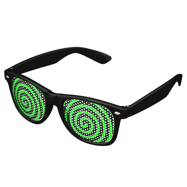 Lunettes De Fête Retro Noir vert hypnotisé (Angulaire)