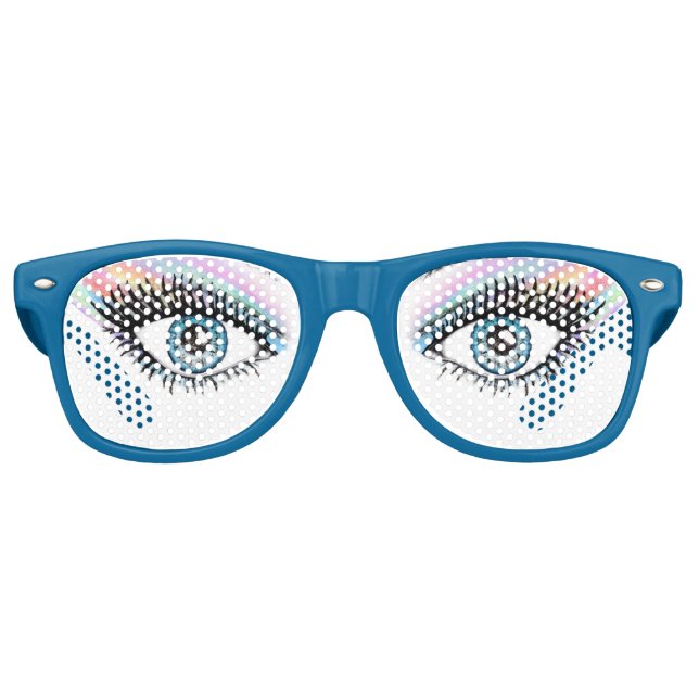 Lunettes De Fête Retro Nuances de partie d'yeux bleus (Devant)