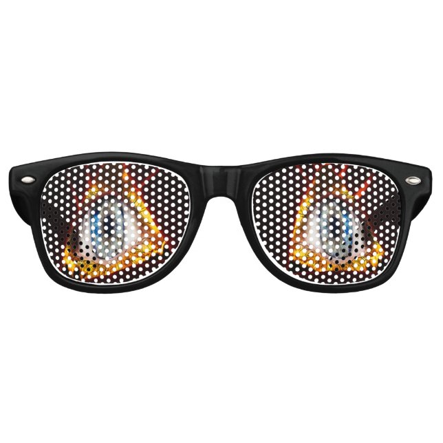 Lunettes De Fête Retro Oeil bleu d'Halloween effrayant avec orange vif (Devant)