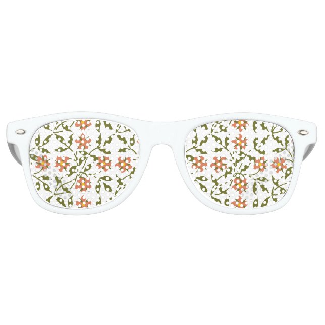 LUNETTES DE FÊTE RETRO ORANGE FLEURS (Devant)