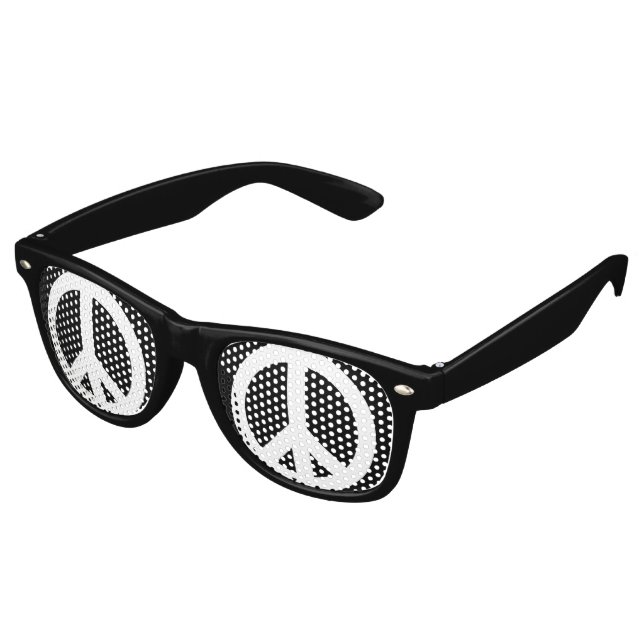 Lunettes De Fête Retro Paix Noir & Blanc (Angulaire)