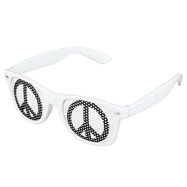 Lunettes De Fête Retro Paix Noir & Blanc (Angulaire)