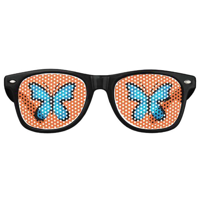 Lunettes De Fête Retro Papillon Bleu (Devant)