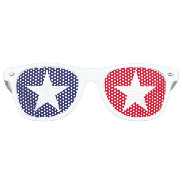 Lunettes De Fête Retro Patriotique rouge blanc bleu étoiles Quatrième jui (Devant)