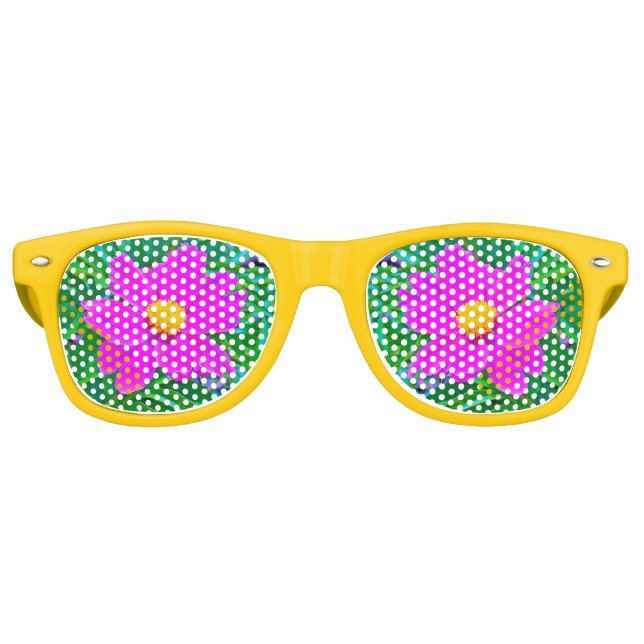 Lunettes De Fête Retro Peine ultra violette brillante avec centre jaune (Devant)