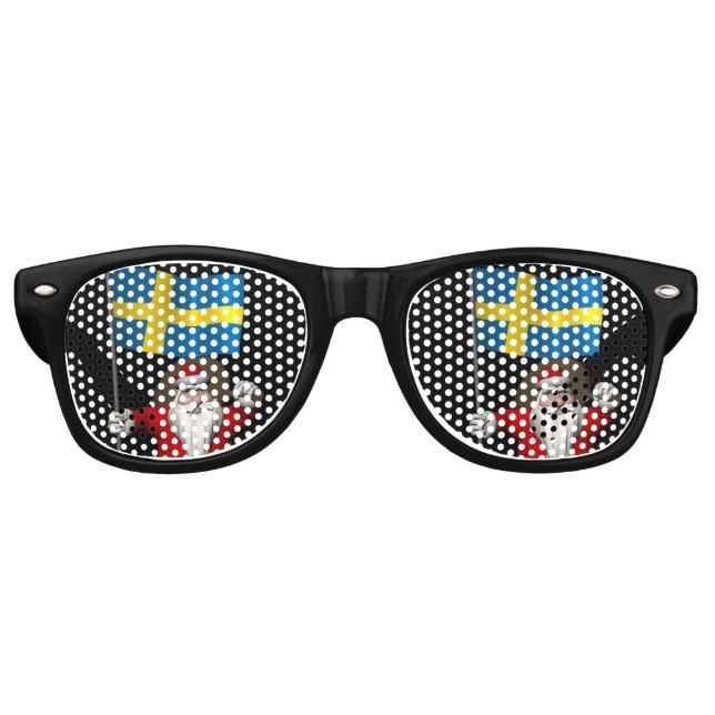 Lunettes De Fête Retro Père Noël Avec Drapeau De Suède (Devant)