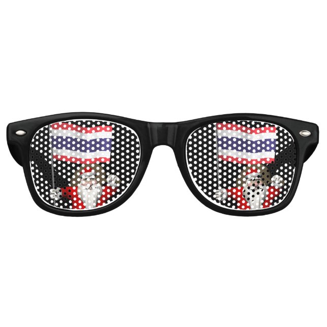 Lunettes De Fête Retro Père Noël Avec Drapeau De Thaïlande (Devant)
