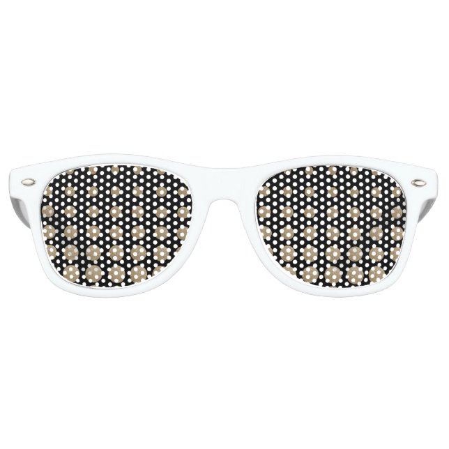 Lunettes De Fête Retro pois modernes en or noir géométrique girométrique (Devant)