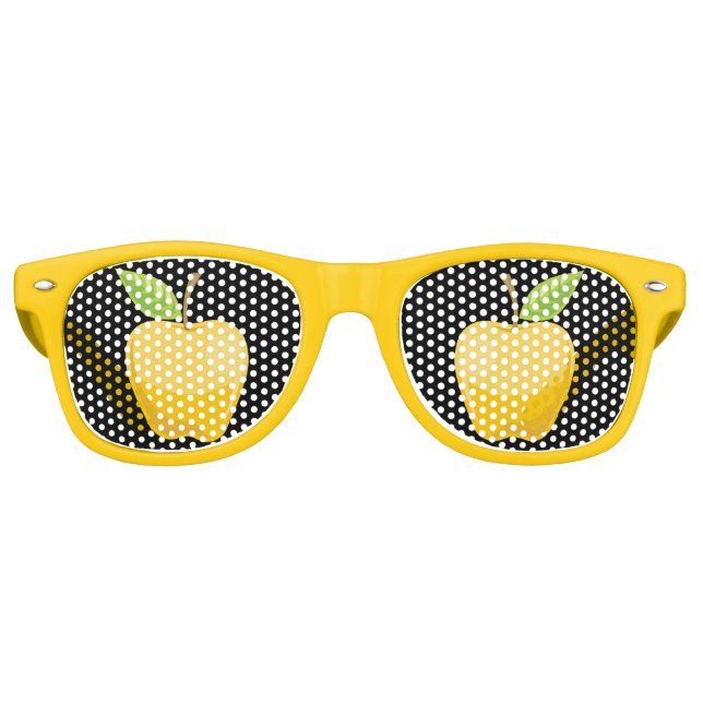 Lunettes De Fête Retro Pomme jaune (Devant)