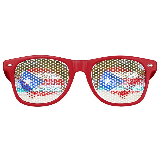 Lunettes De Fête Retro Porto Rico Tropical Fingerprint