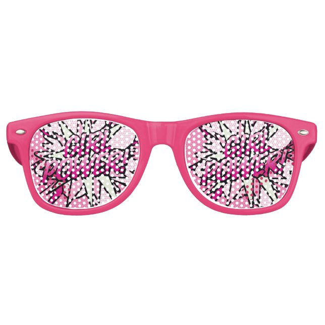 Lunettes De Fête Retro POUVOIR DE FILLE rose amusant moderne (Devant)