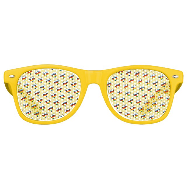 Lunettes De Fête Retro Rainbow Heart Motif (Devant)