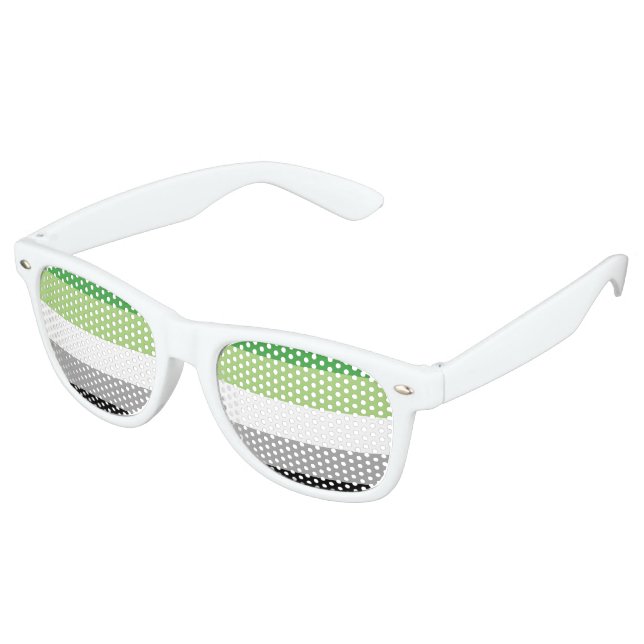 Lunettes De Fête Retro Rayures de fierté aromantique (Angulaire)
