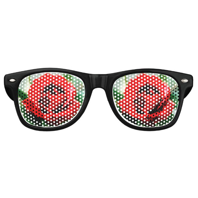 Lunettes De Fête Retro Red Rose Love (Devant)