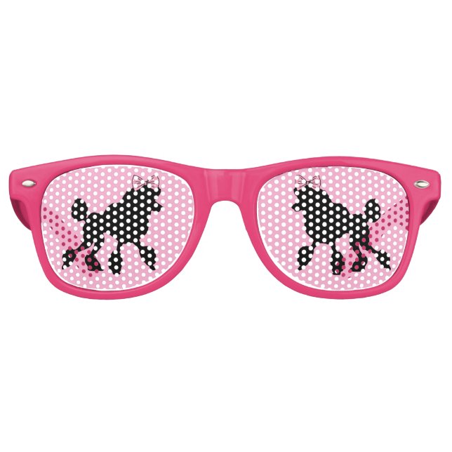 Lunettes De Fête Retro Retro Rockabilly 1950 Poodles noirs (Devant)