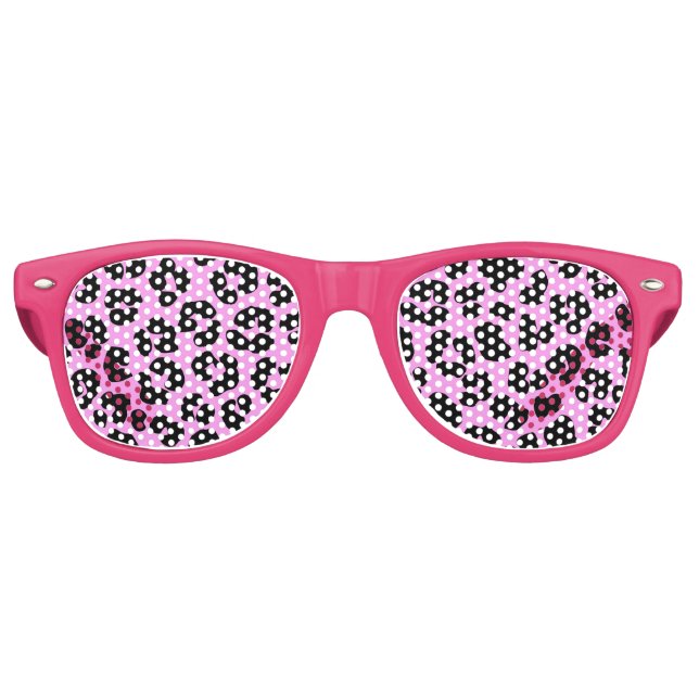 Lunettes De Fête Retro Rockabilly Pink Empreinte de léopard Retro (Devant)
