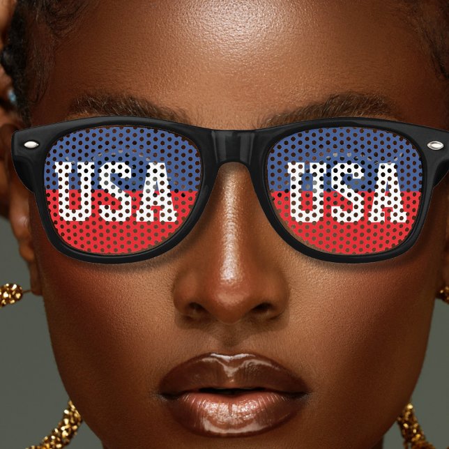 Lunettes De Fête Retro Rouge Blanc & Bleu Patriotique USA American Retro (red white and blue usa retro sunglasses)
