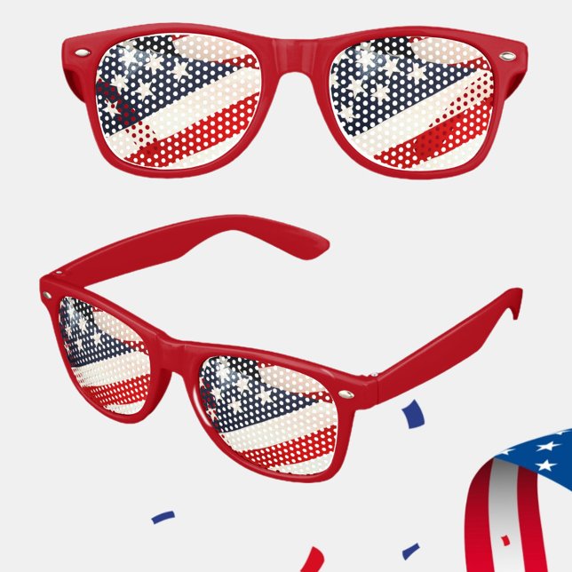 Lunettes De Fête Retro Rouge blanc et bleu Patriot (Créateur téléchargé)