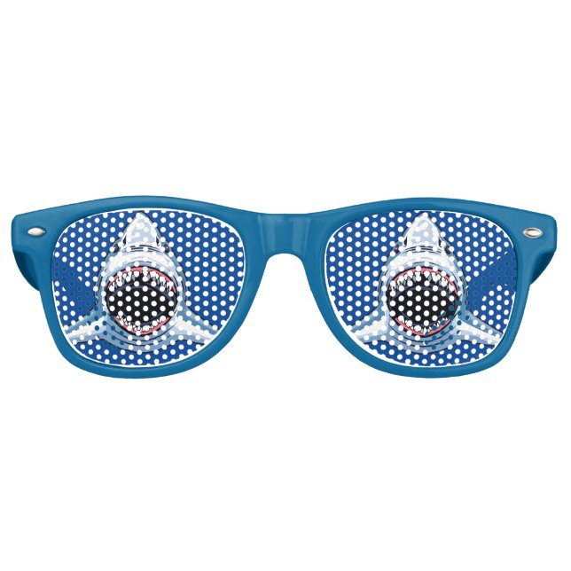 Lunettes De Fête Retro Scary Shark Mascot Cool Blue Party (Devant)
