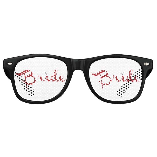 Lunettes De Fête Retro Script rétro de mariée rouge (Devant)