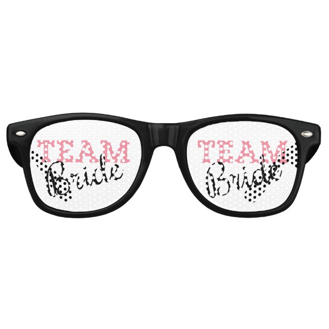 Lunettes De Fête Retro Script rose de l'équipe (Devant)
