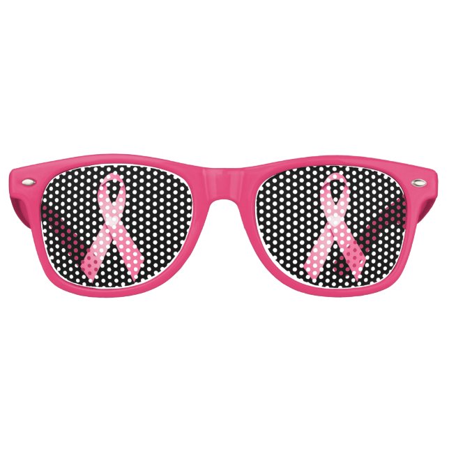 Lunettes De Fête Retro Sensibilisation au cancer du sein teintes rose (Devant)