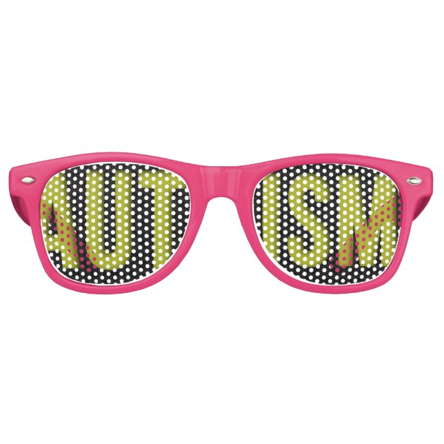 Lunettes De Fête Retro Sensibilisation sur l'autisme adulte rose (Devant)