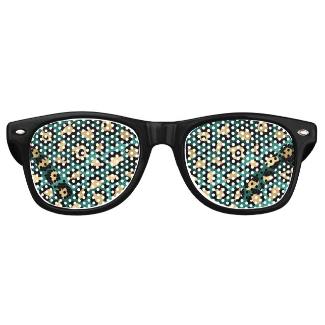 Lunettes De Fête Retro Série Teal et Gold Leopard Design 3  (Devant)