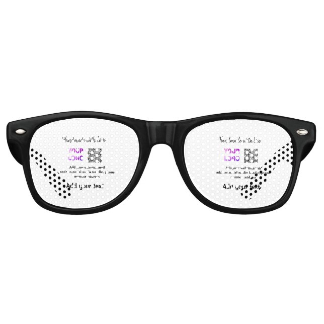 Lunettes De Fête Retro Simple code QR minimal ajouter un logo nom de code (Devant)