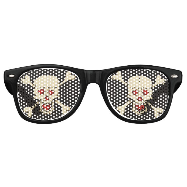 Lunettes De Fête Retro Skull with Hearts (Devant)