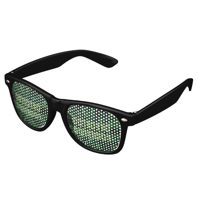 Lunettes De Fête Retro SlipperyJoe's 69 code binaire vert vibrant calcul (Angulaire)
