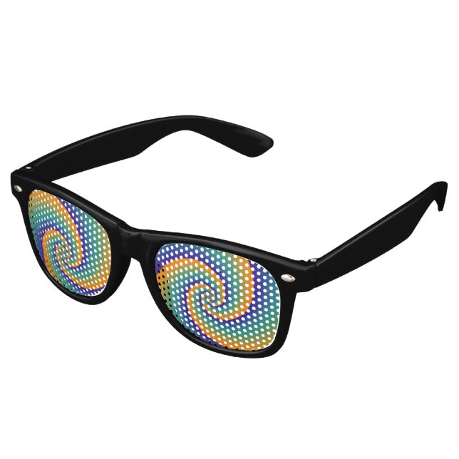Lunettes De Fête Retro Spirales de puissance Motif fractal - orange bleu (Angulaire)