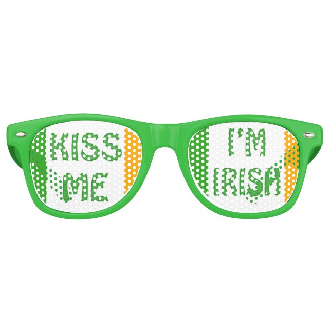 Lunettes De Fête Retro St. Patrick's Day Kiss Me Je suis Irish Party Shad (Devant)