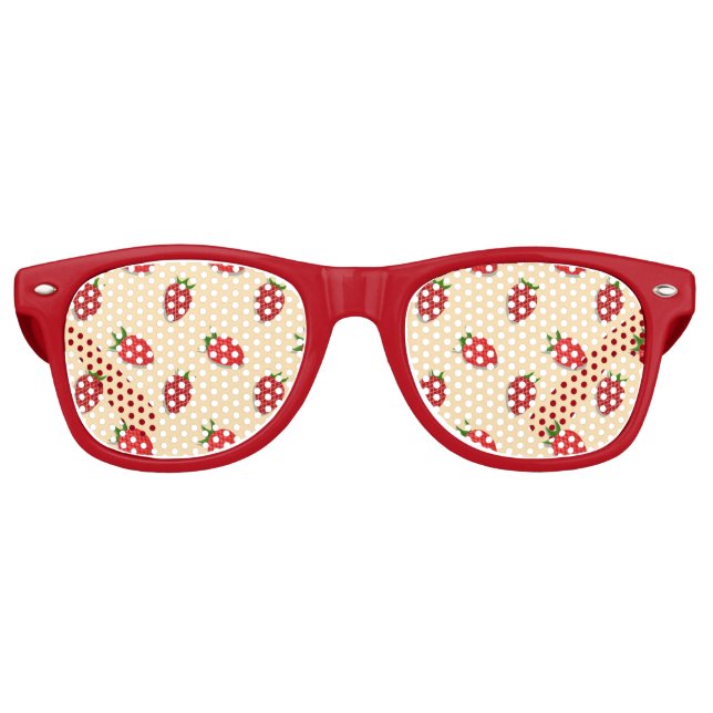 Lunettes De Fête Retro Strawberry pattern for fruit summertime good vibes (Devant)