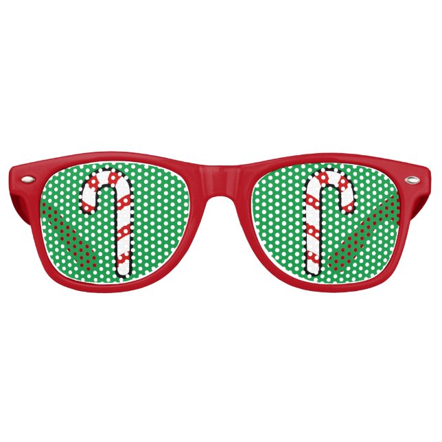 Lunettes De Fête Retro Sucre de canne Noël Fête Rouge Vert (Devant)