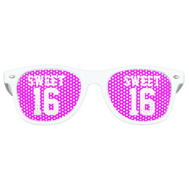 Lunettes De Fête Retro SWEET 16 SIXTEEN neon rose beige (Devant)