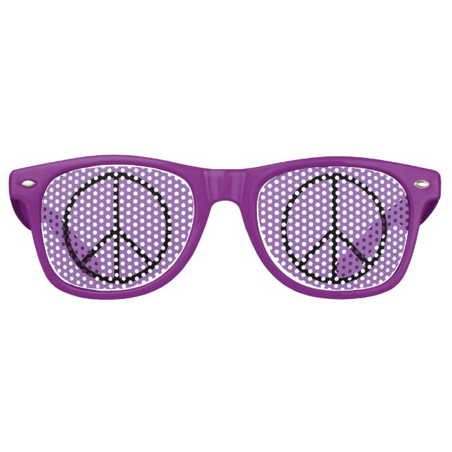 Lunettes De Fête Retro Symbole de paix, tons violets (Devant)