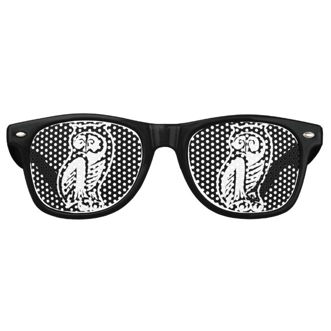 Lunettes De Fête Retro Symbole hibou blanc (Devant)