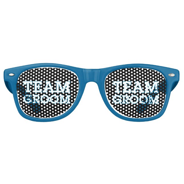 Lunettes De Fête Retro Team Groom Blue Outline Black (Devant)