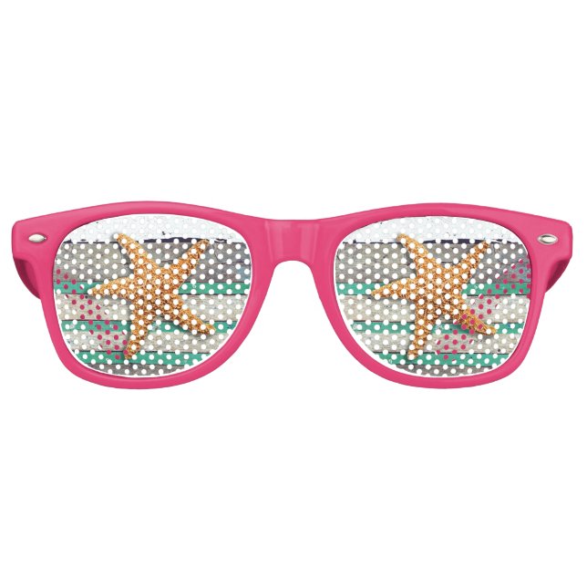 Lunettes De Fête Retro Thème Plage Starfish Mariage Rustique (Devant)
