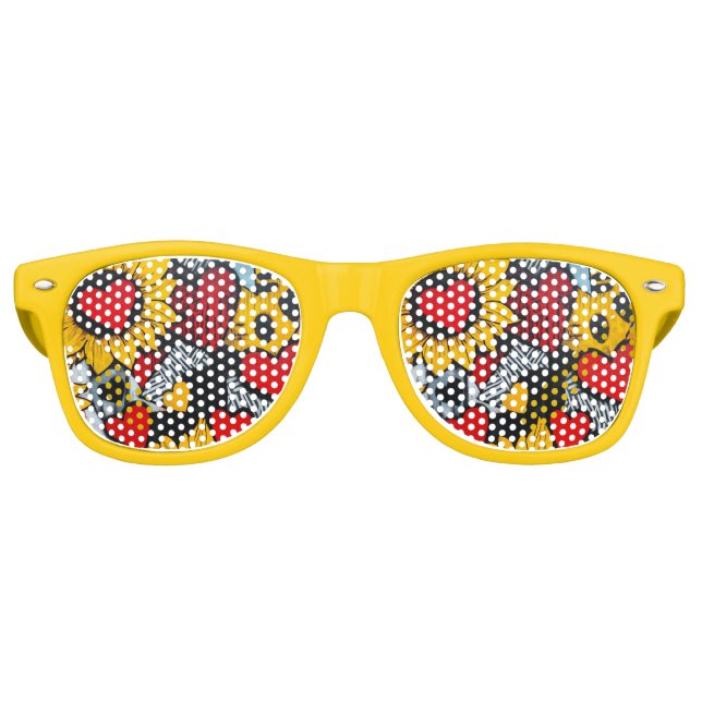Lunettes De Fête Retro tournesol et coeurs (Devant)