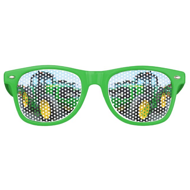 Lunettes De Fête Retro Tracteur vert (Devant)
