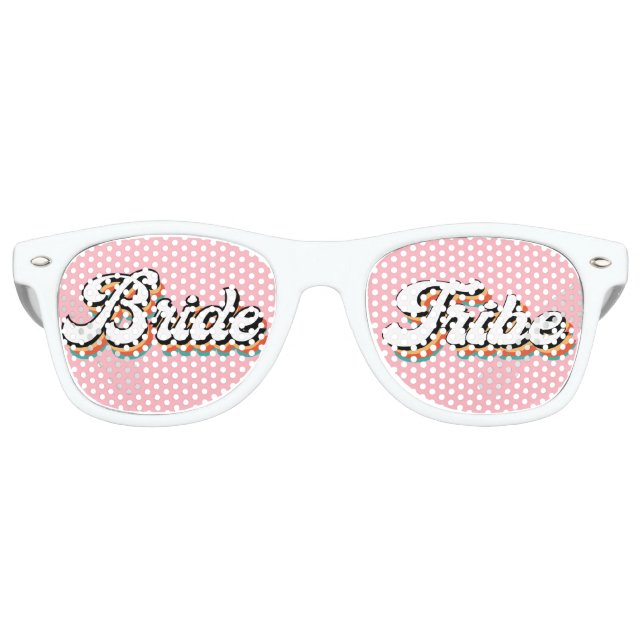 Lunettes De Fête Retro Tribu de mariée rétro funky rose EVJF  (Devant)