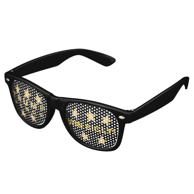 Lunettes De Fête Retro Trump Pence Gold Tone Win Bigly Gold Stars Amusant (Angulaire)