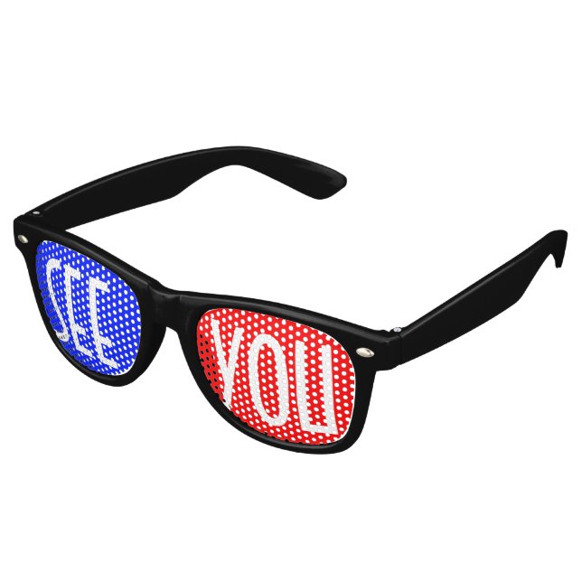 Lunettes De Fête Retro Uniquement Arrière - plan couleur - bleu rouge + v (Angulaire)
