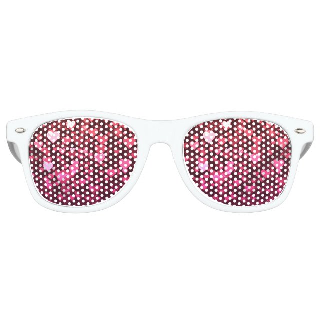 Lunettes De Fête Retro Vibrant Coeurs de Bokeh rose et rouge de l'amour (Devant)