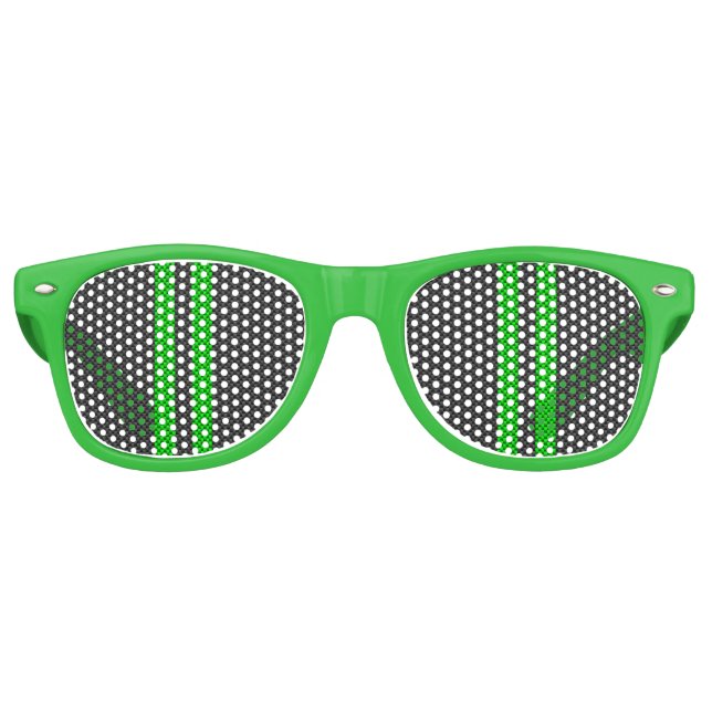 Lunettes De Fête Retro Vibrant Vert Carbone Fiber Style Racing Stripes (Devant)