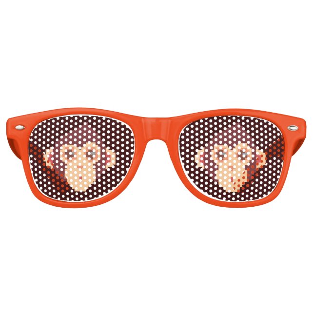 Lunettes De Fête Retro Visage de singe pixelisé mignon (Devant)