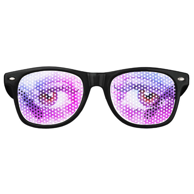 Lunettes De Fête Retro Yeux violets roses (Devant)