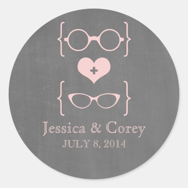 Lunettes de Geeky rose Chalkboard Stickers de mari (Devant)